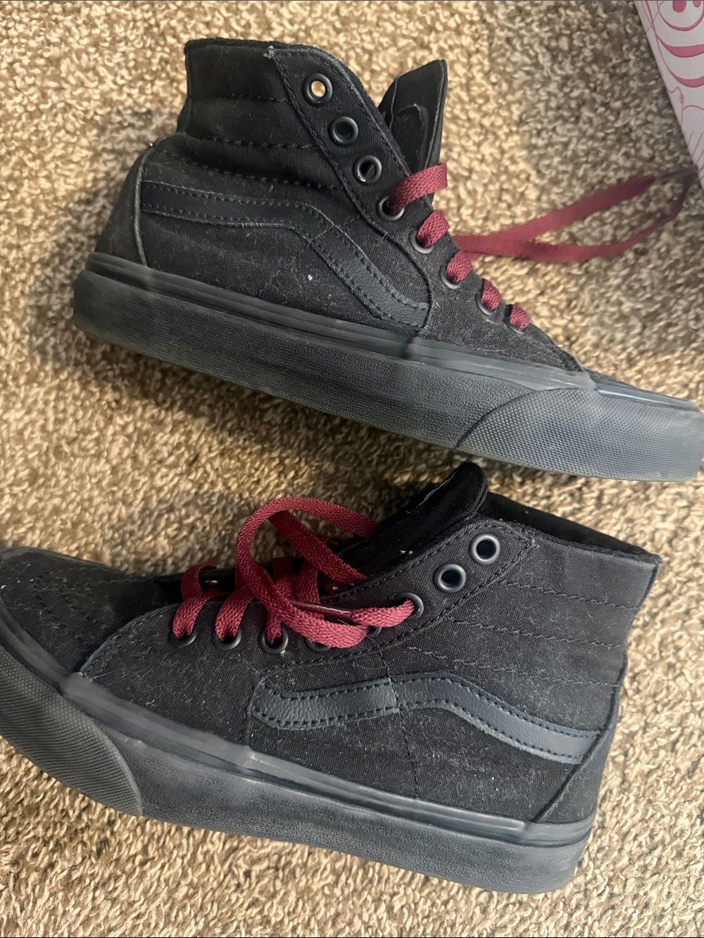 Vans Black High-Top Sneakers with Burgundy Laces
